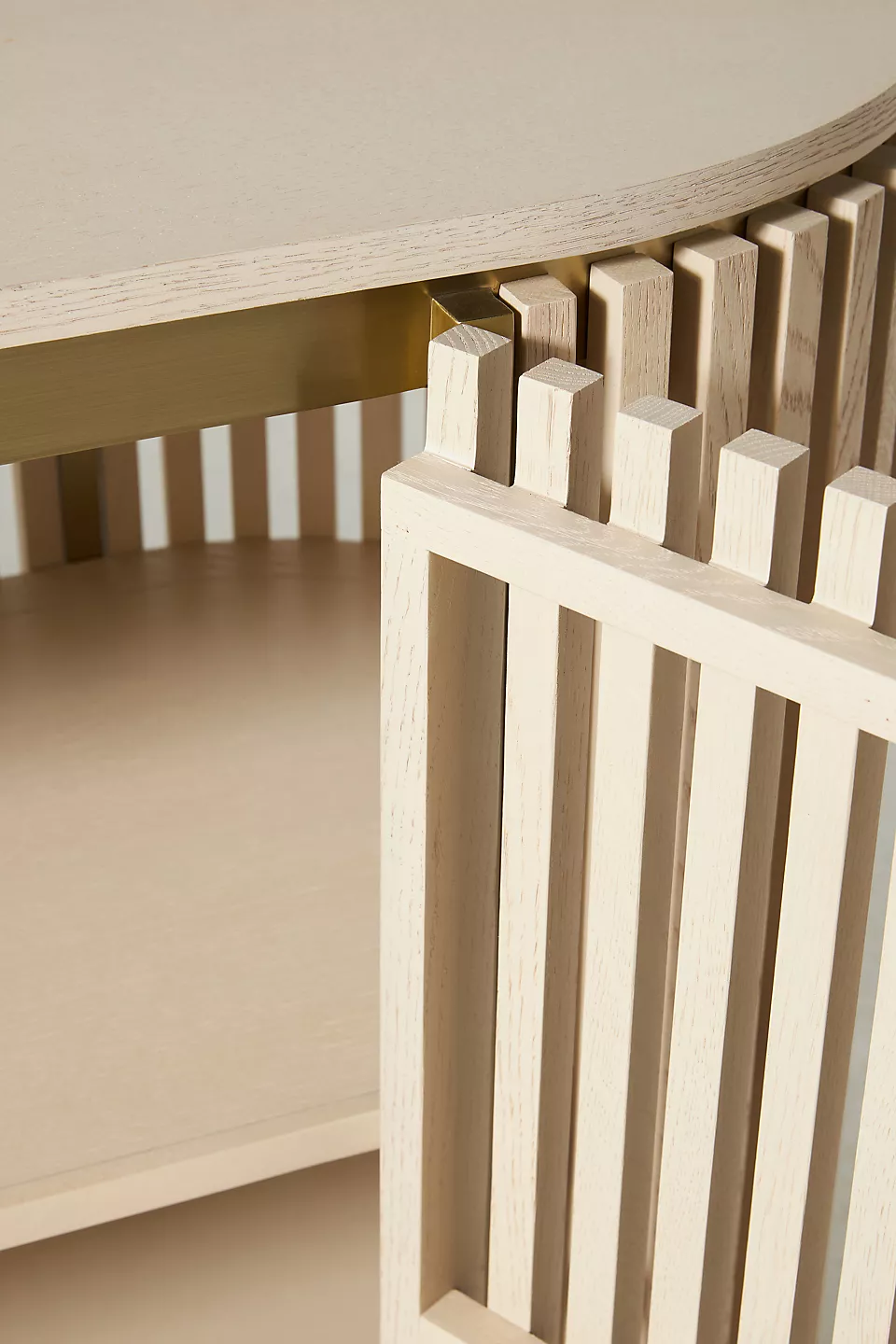 A wooden sideboard. A wooden console table.
