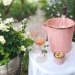 Wine glasses and ice bucket.