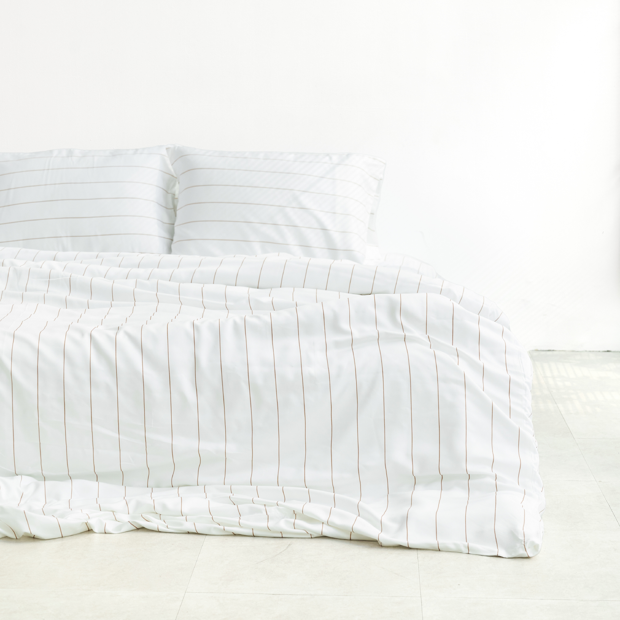 Organic Bamboo Bedding - Coconut Stripe