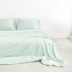 Organic Bamboo Bedding - Mint Stripe