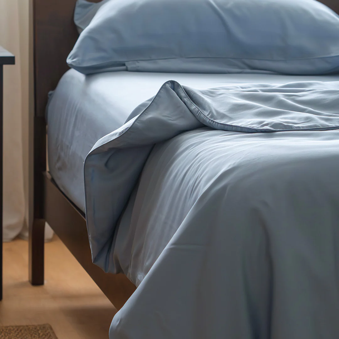 Queen Bedding Set Tencel Steel Blue - Image 2