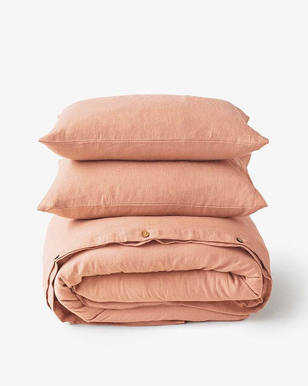 King Plus Bedding Set Washed Cotton Peach - Image 3