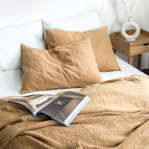 Queen Bedding Set Washed Cotton Light Brown