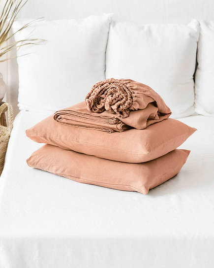 King Plus Bedding Set Washed Cotton Peach - Image 4
