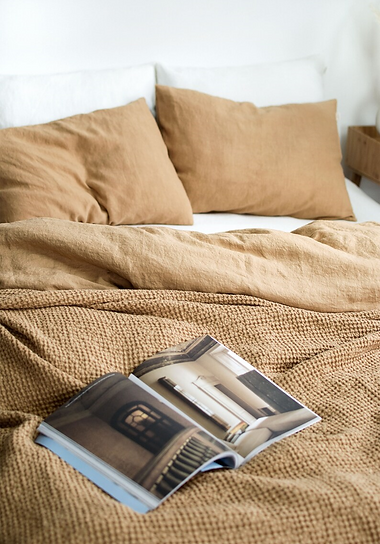 King Plus Bedding Set Washed Cotton Light Brown - Image 2