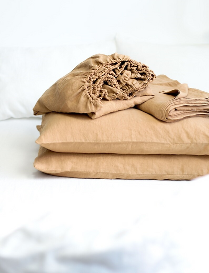 King Plus Bedding Set Washed Cotton Light Brown - Image 4