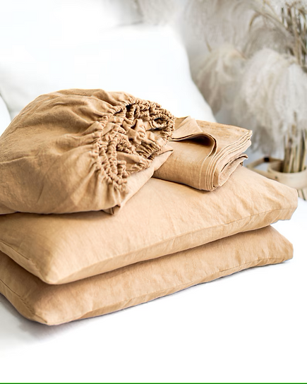 Queen Bedding Set Washed Cotton Light Brown - Image 3