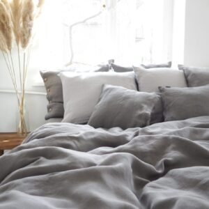 Twin Bedding Set True Gray Premium Linen