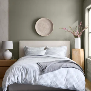 King Plus Bedding Set Washed Cotton BlueGingham