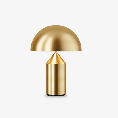 A gold table lamp.