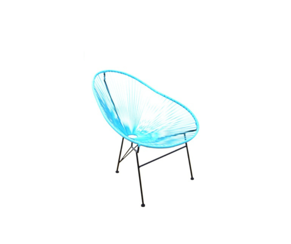 A blue garden chair.