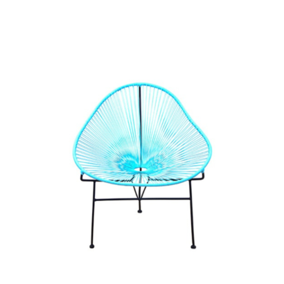 A blue garden chair.