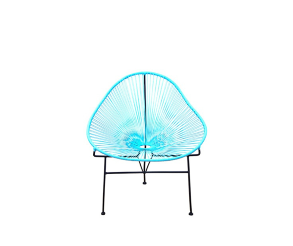 A blue garden chair.