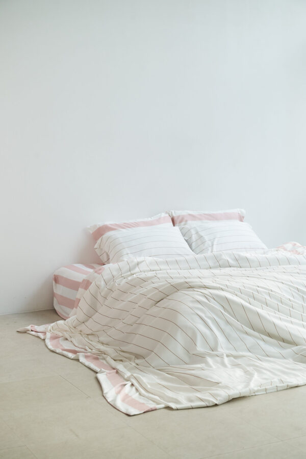 Organic Bamboo Bedding - Coconut Stripe