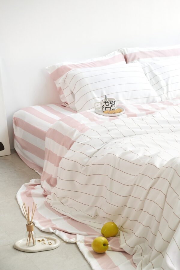 Organic Bamboo Bedding - Coconut Stripe