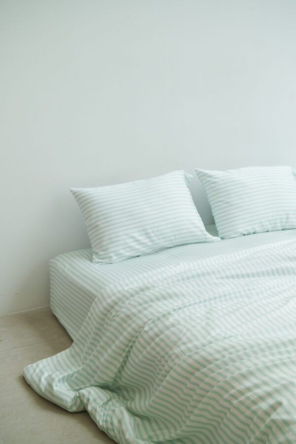 Organic Bamboo Bedding - Mint Stripe