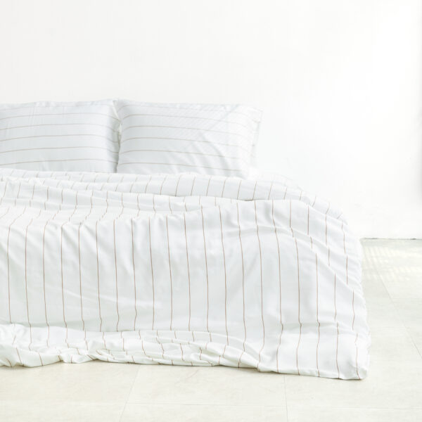 Organic Bamboo Bedding - Coconut Stripe