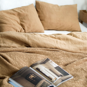 King Bedding Set Washed Cotton Light Brown