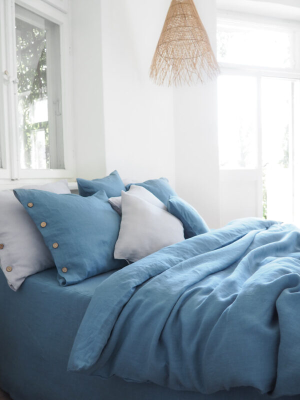 Twin Bedding Set Dusty Blue Premium Linen