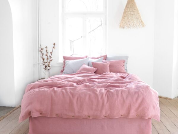 Queen Bedding Set Dusty Rose Premium Linen