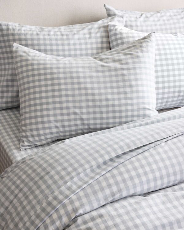 Queen Bedding Set Washed Cotton BlueGingham