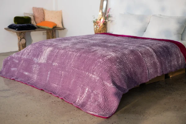 Berry & Lavender Reversible Velvet Quilt | Super King