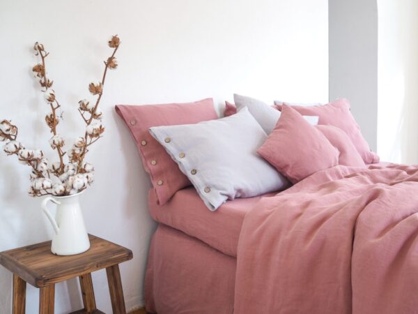 Super King Bedding Set Dusty Rose Premium Linen