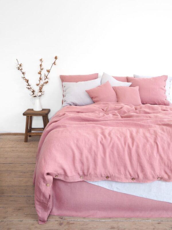 Queen Bedding Set Dusty Rose Premium Linen