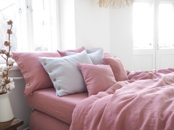 Queen Bedding Set Dusty Rose Premium Linen