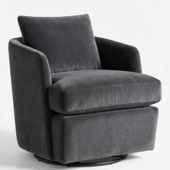 Ease Lounge Chair - Charcoal Velour Fabric