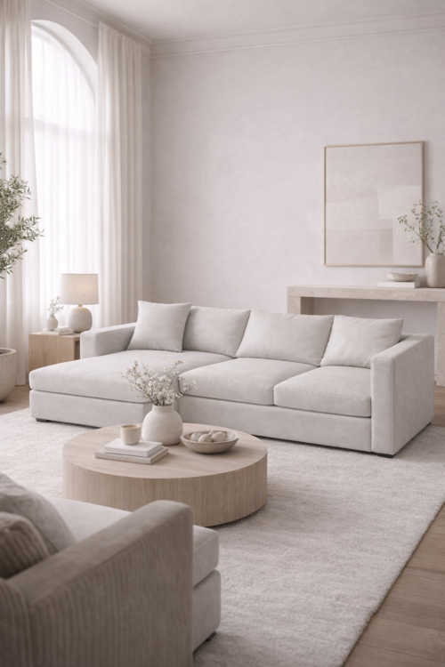 Anchor Sofa Taupe  - Taupe Woven Knit Fabric